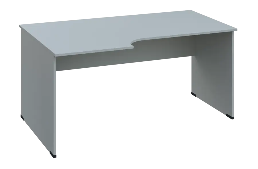 ERL 18 - 166 stůl kancelářský, rohový, levý, dřevěná podnož, deska 18 mm, široký 1600 mm, šedá